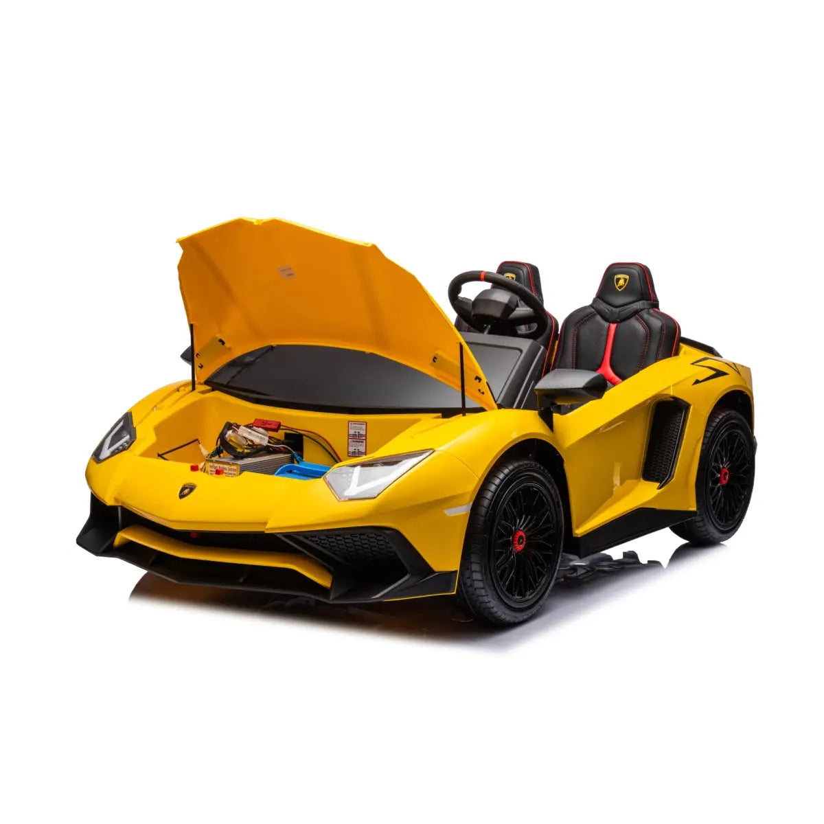 🏁 24V Lamborghini Aventador 2-Seater Ride-On Car – Black | Dual Brushless Motors, Differential Drive, LED Lights, MP3, Remote Control for Kids Ages 3–8 🏎️⚡🎧