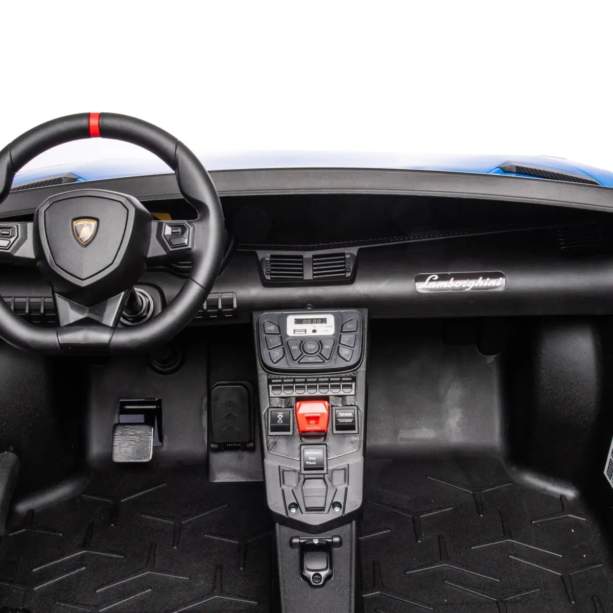 🏁 24V Lamborghini Aventador 2-Seater Ride-On Car – Black | Dual Brushless Motors, Differential Drive, LED Lights, MP3, Remote Control for Kids Ages 3–8 🏎️⚡🎧