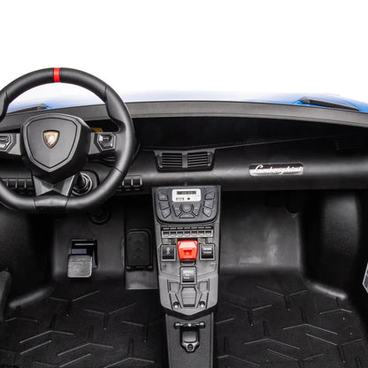 🏁 24V Lamborghini Aventador 2-Seater Ride-On Car – Black | Dual Brushless Motors, Differential Drive, LED Lights, MP3, Remote Control for Kids Ages 3–8 🏎️⚡🎧