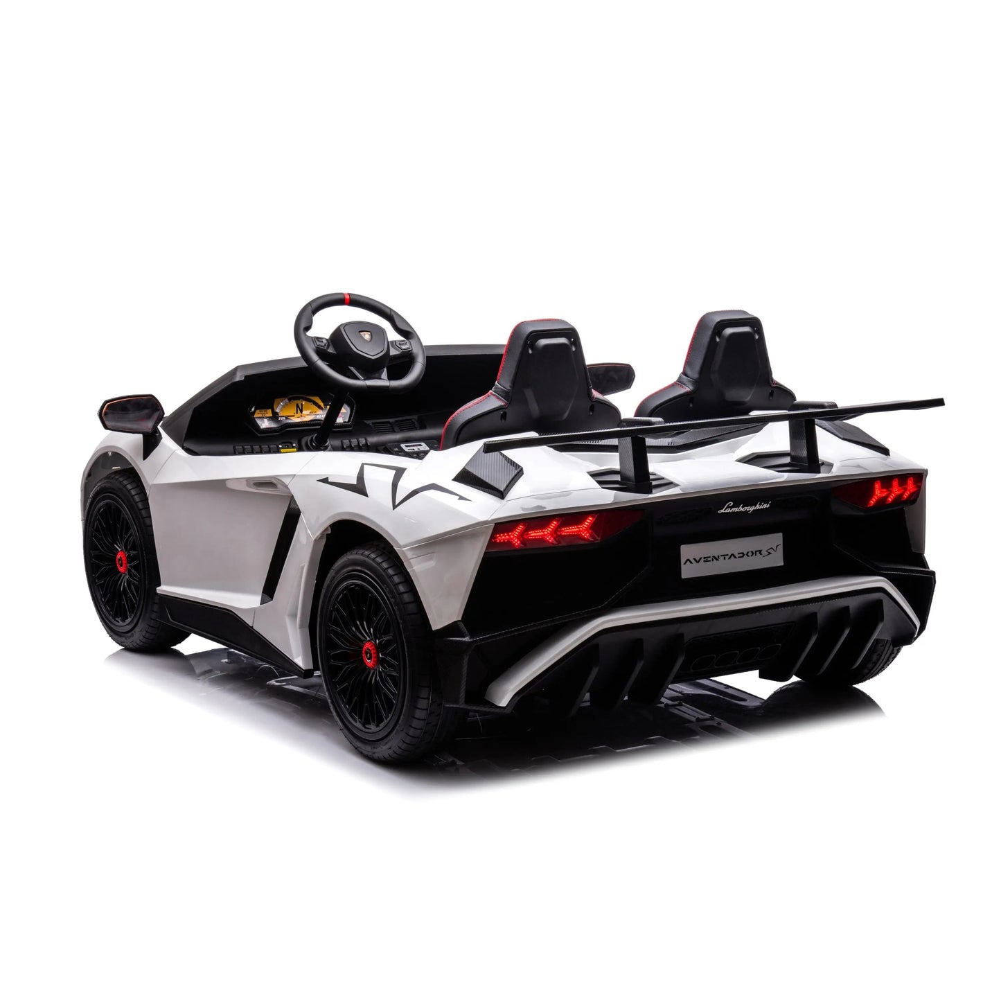 🏁 24V Lamborghini Aventador 2-Seater Ride-On Car – Black | Dual Brushless Motors, Differential Drive, LED Lights, MP3, Remote Control for Kids Ages 3–8 🏎️⚡🎧