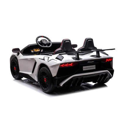 🏁 24V Lamborghini Aventador 2-Seater Ride-On Car – Black | Dual Brushless Motors, Differential Drive, LED Lights, MP3, Remote Control for Kids Ages 3–8 🏎️⚡🎧