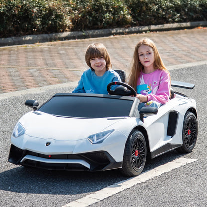 🏁 24V Lamborghini Aventador 2-Seater Ride-On Car – Black | Dual Brushless Motors, Differential Drive, LED Lights, MP3, Remote Control for Kids Ages 3–8 🏎️⚡🎧