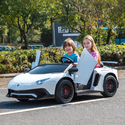🏁 24V Lamborghini Aventador 2-Seater Ride-On Car – Black | Dual Brushless Motors, Differential Drive, LED Lights, MP3, Remote Control for Kids Ages 3–8 🏎️⚡🎧
