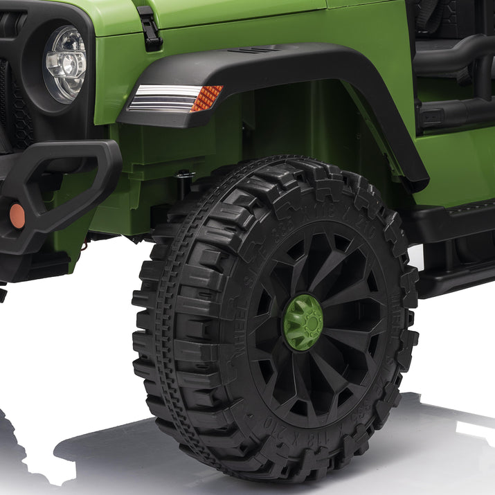 12V Ride on Toy, 2-Seater Kids Ride-On Truck Electric Car with Remote, Bluetooth - Green