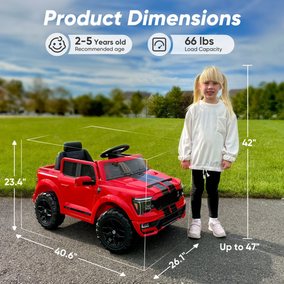 Exciting Red Ford-Shelby F-150 12V Electric Ride-On Truck for Kids with Remote Control - Perfect Adventure Toy for Ages 2-5!