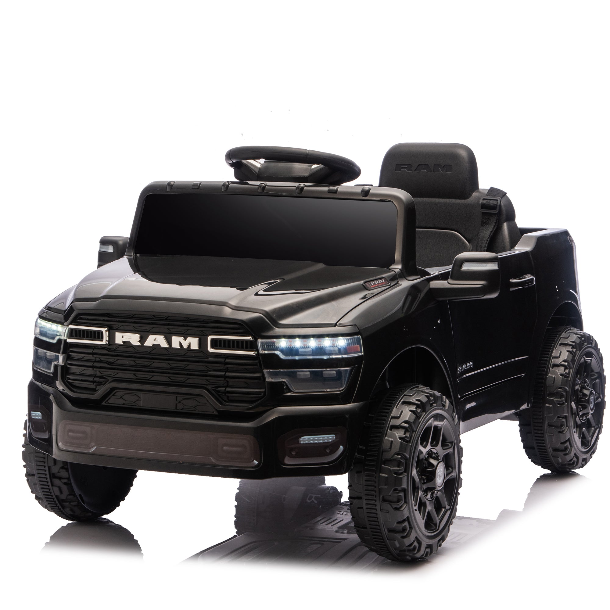 12V Licensed Dodge RAM 3500 2-Seater Ride-On Truck – Black