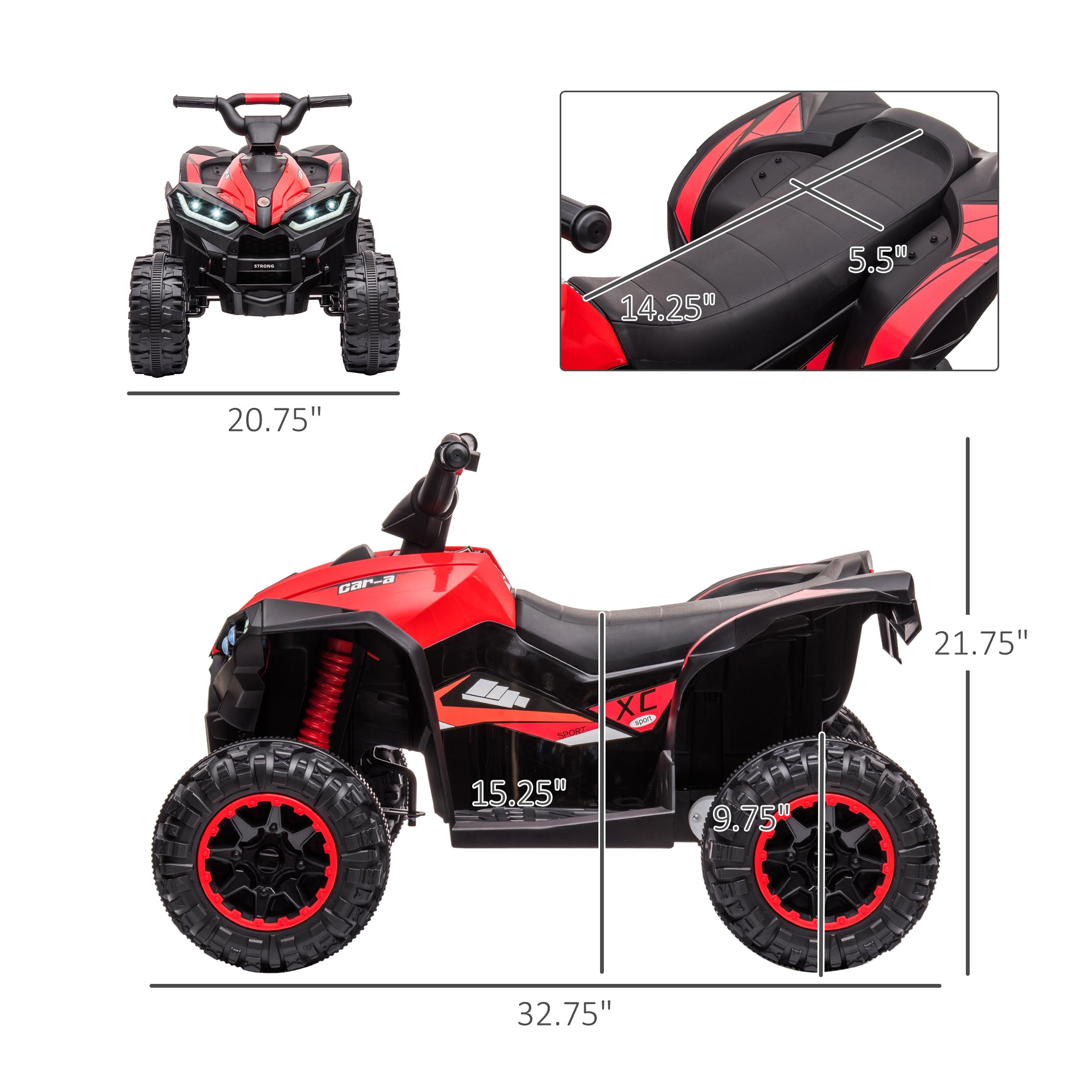 12V Kids Electric ATV Quad Car with Music & Headlights