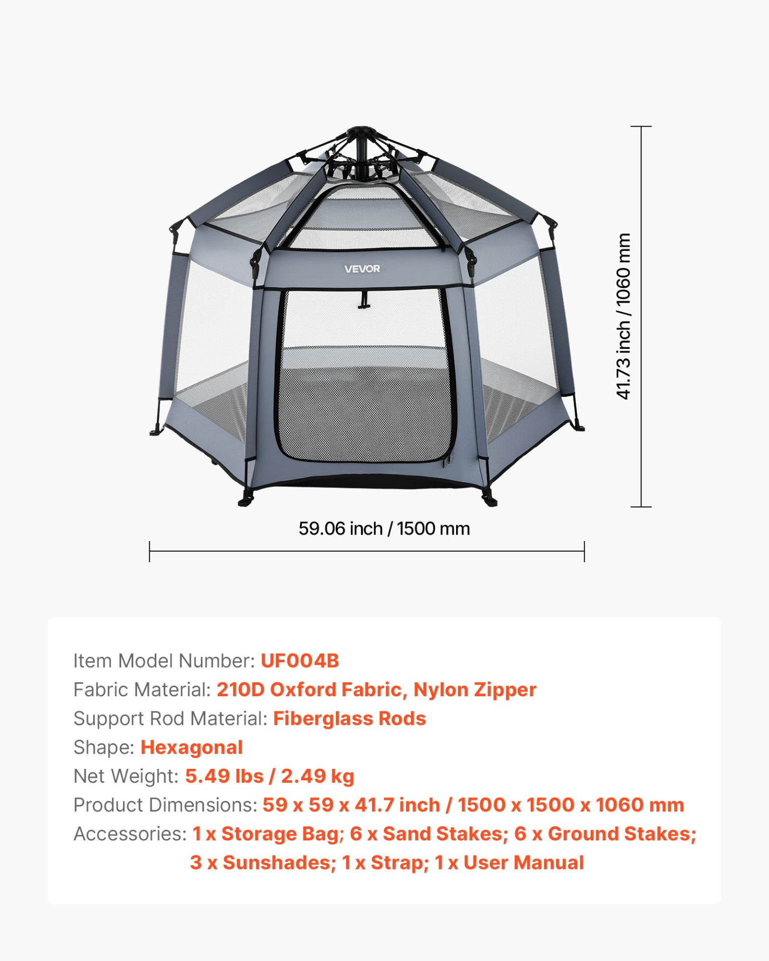 Baby Playpen with Canopy – Portable Foldable Play Yard