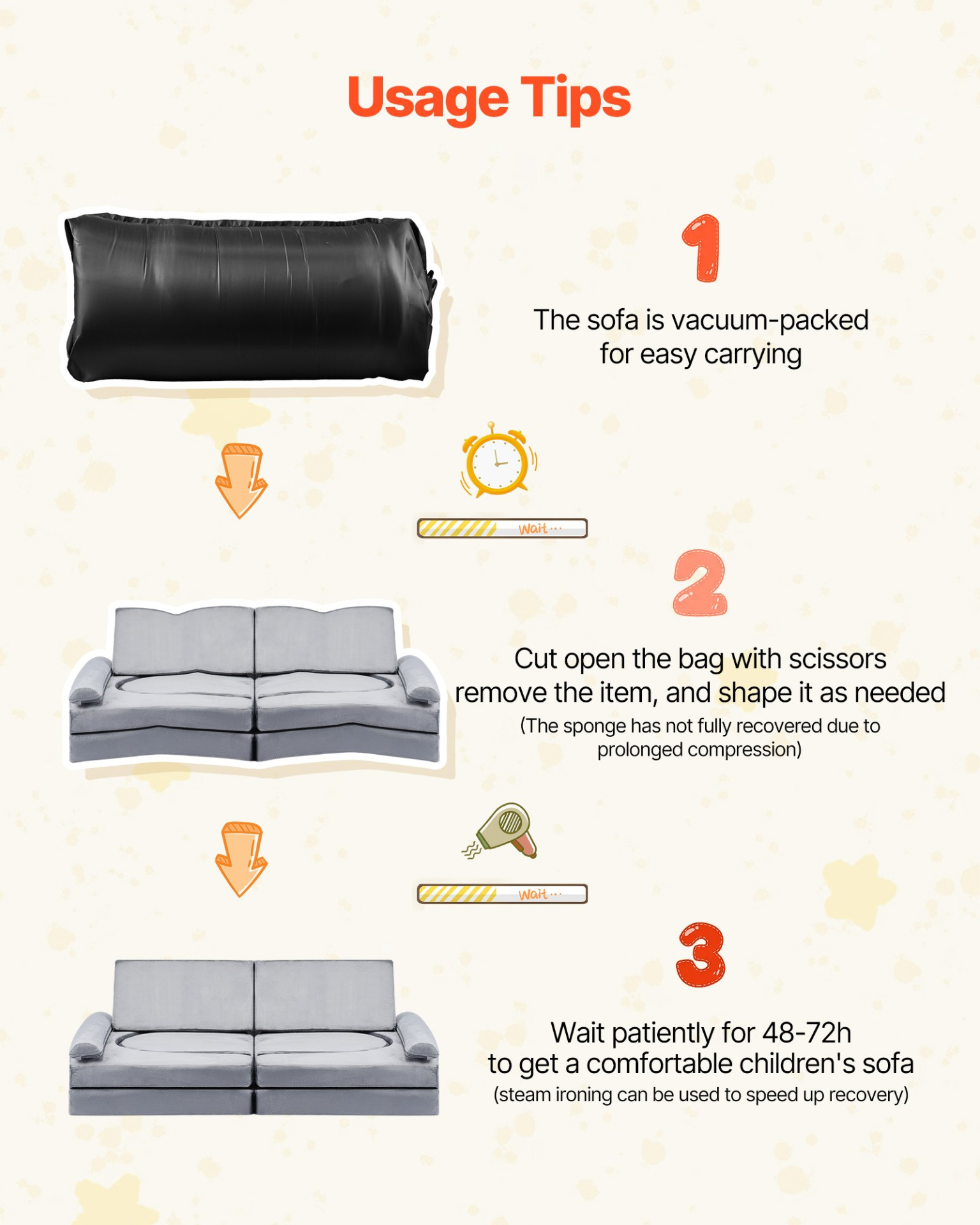 Modular Kids Play Couch – 10-Piece Convertible Toddler Sofa Set (Gray)