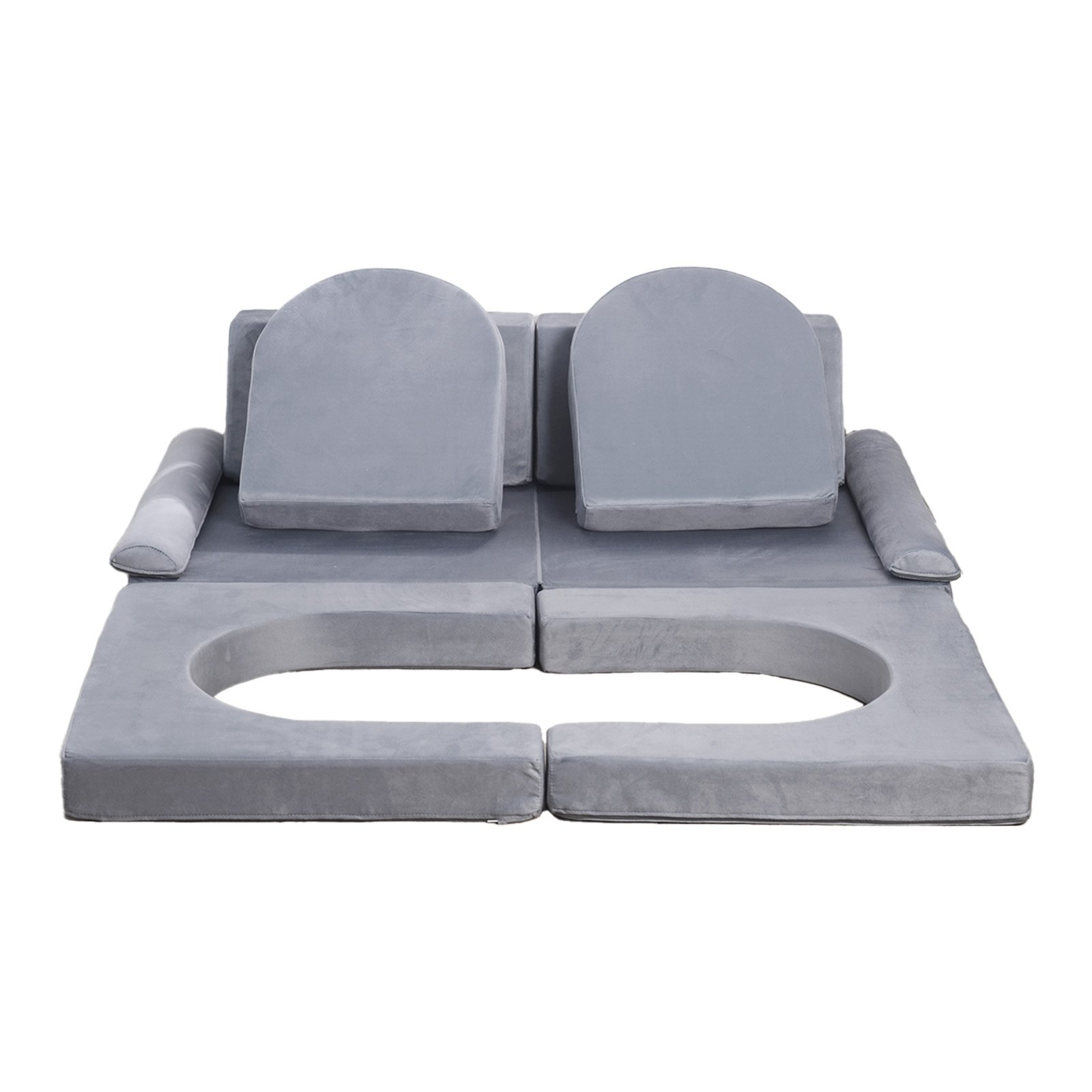 Modular Kids Play Couch – 10-Piece Convertible Toddler Sofa Set (Gray)