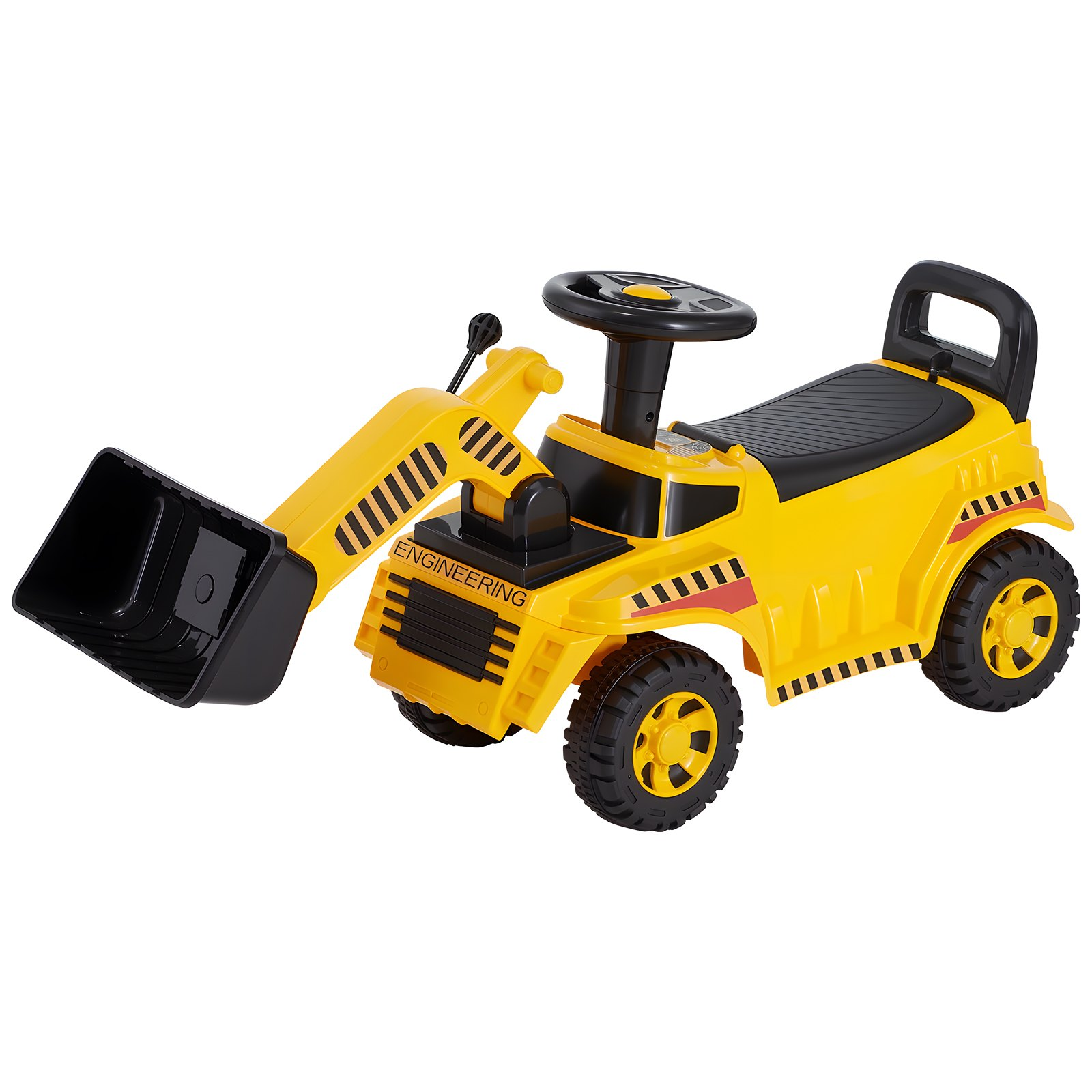 VEVOR Ride On Toddler Car, Ride on Excavator Car for Toddler 19 to 36 Months, Excavator Bulldozer Digger Toy with Under-seat Storage & Music, 55 lbs Load Capacity, Foot-to-Floor Walker for Kid, Yellow