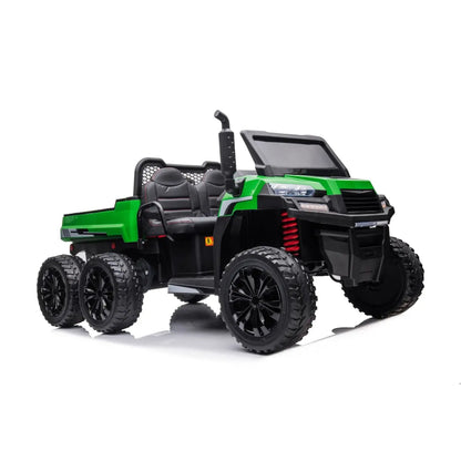 🚜 Freddo Titan™ 24V 6-Wheeler Tractor Trailer – 2-Seater Ride-On with Dump Cart & Parental Remote