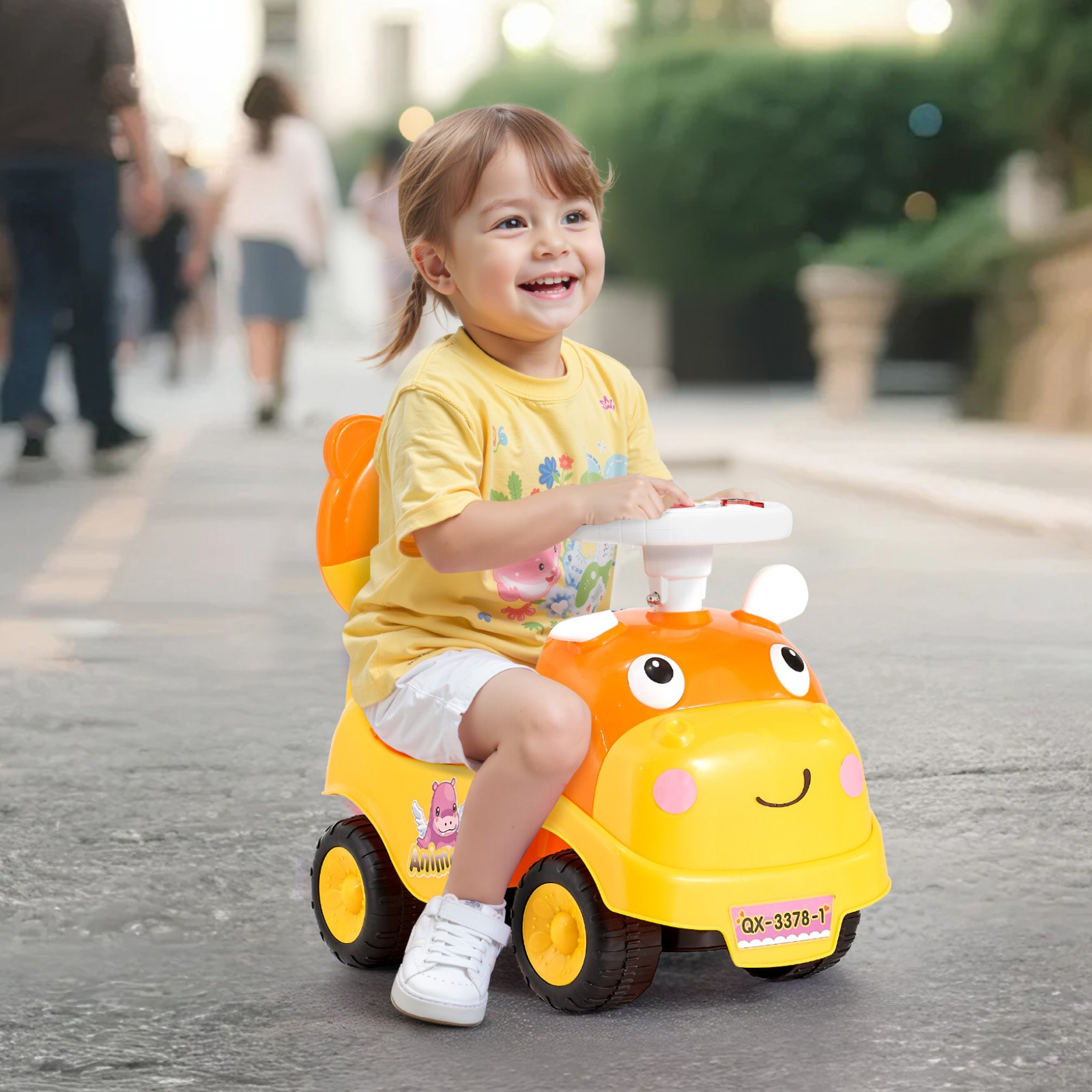 TinyCruiser™ Deluxe Toddler Ride-On Push Car – Foot-to-Floor Walker with Horn, Music, Under-Seat Storage for Kids 19–36 Months