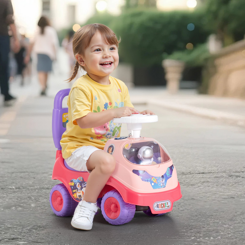 TinyCruiser™ Deluxe Toddler Ride-On Push Car – Foot-to-Floor Walker with Horn, Music & Under-Seat Storage for Kids Ages 19–36 Months (Pink)