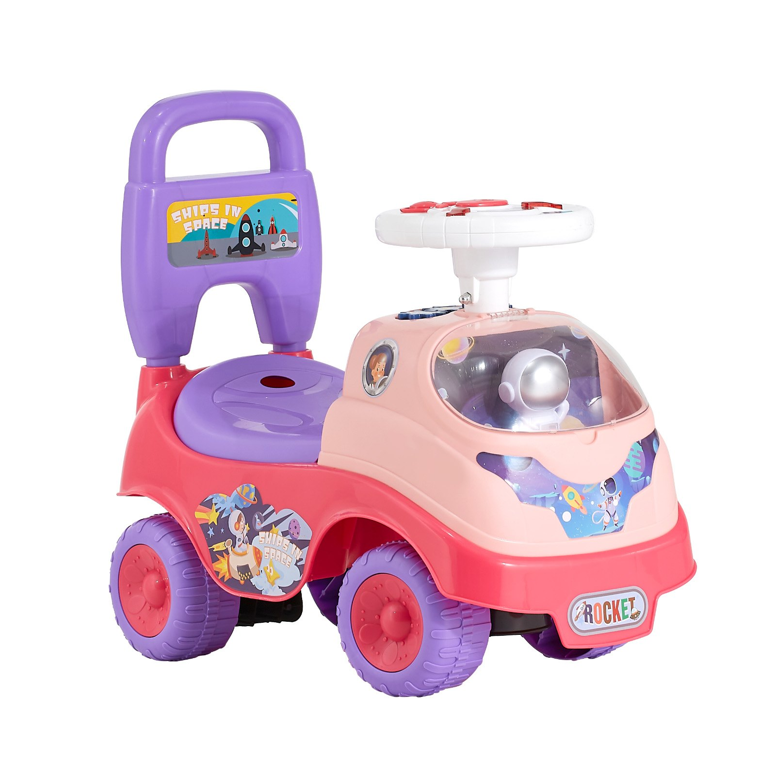 TinyCruiser™ Deluxe Toddler Ride-On Push Car – Foot-to-Floor Walker with Horn, Music & Under-Seat Storage for Kids Ages 19–36 Months (Pink)