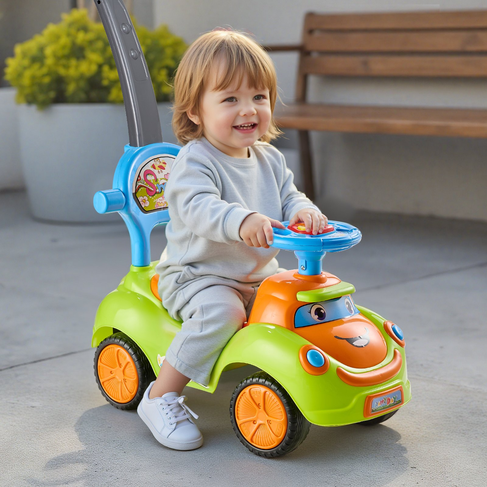 TheLittleBigStore GlideBuggy™ 3-in-1 Toddler Ride-On Push Car – Safe Stroller & Walker with Guardrails (Green)