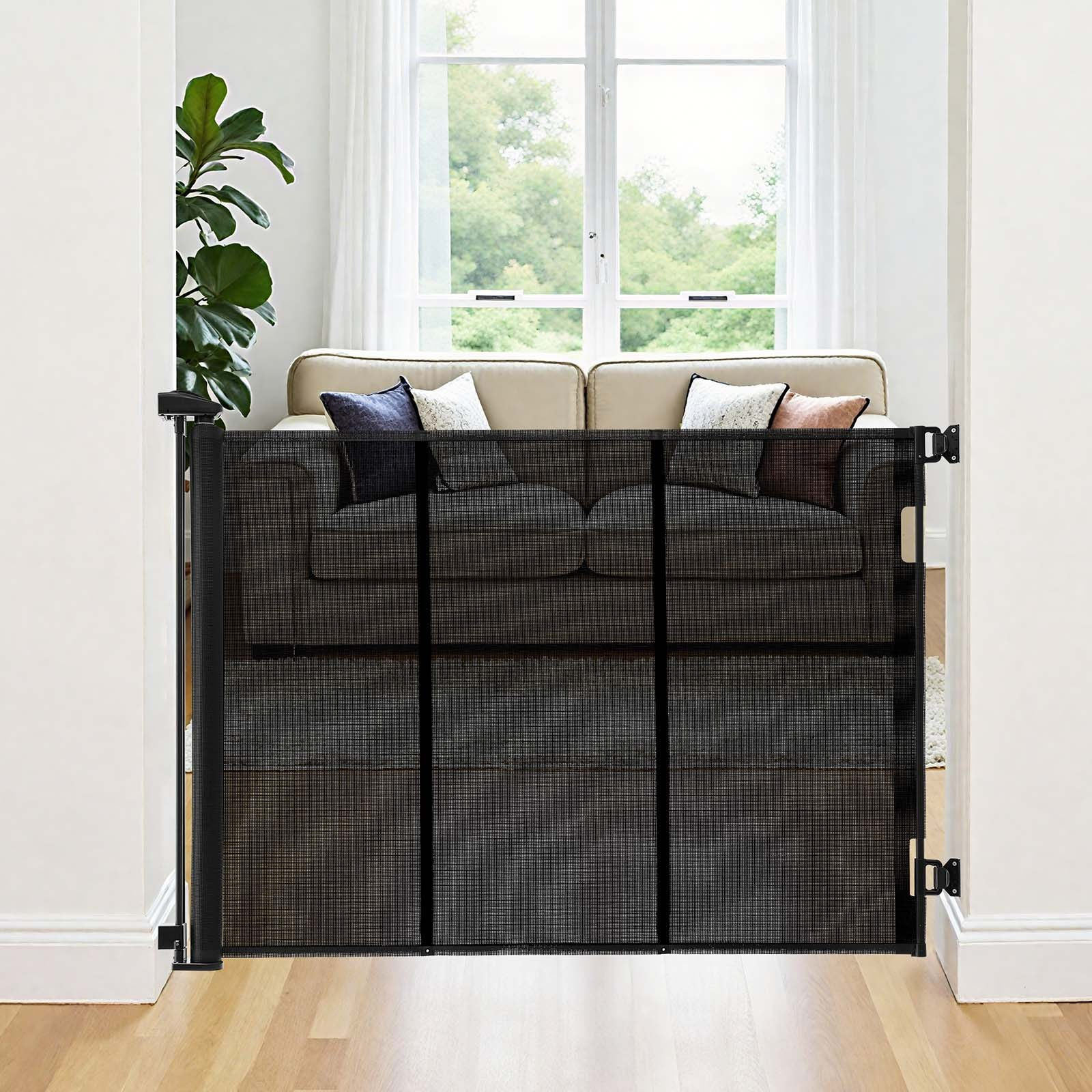 Retractable Baby Gate 120" Extra Wide, 38.5" Tall – Reinforced Mesh Safety Gate for Stairs, Doorways & Decks