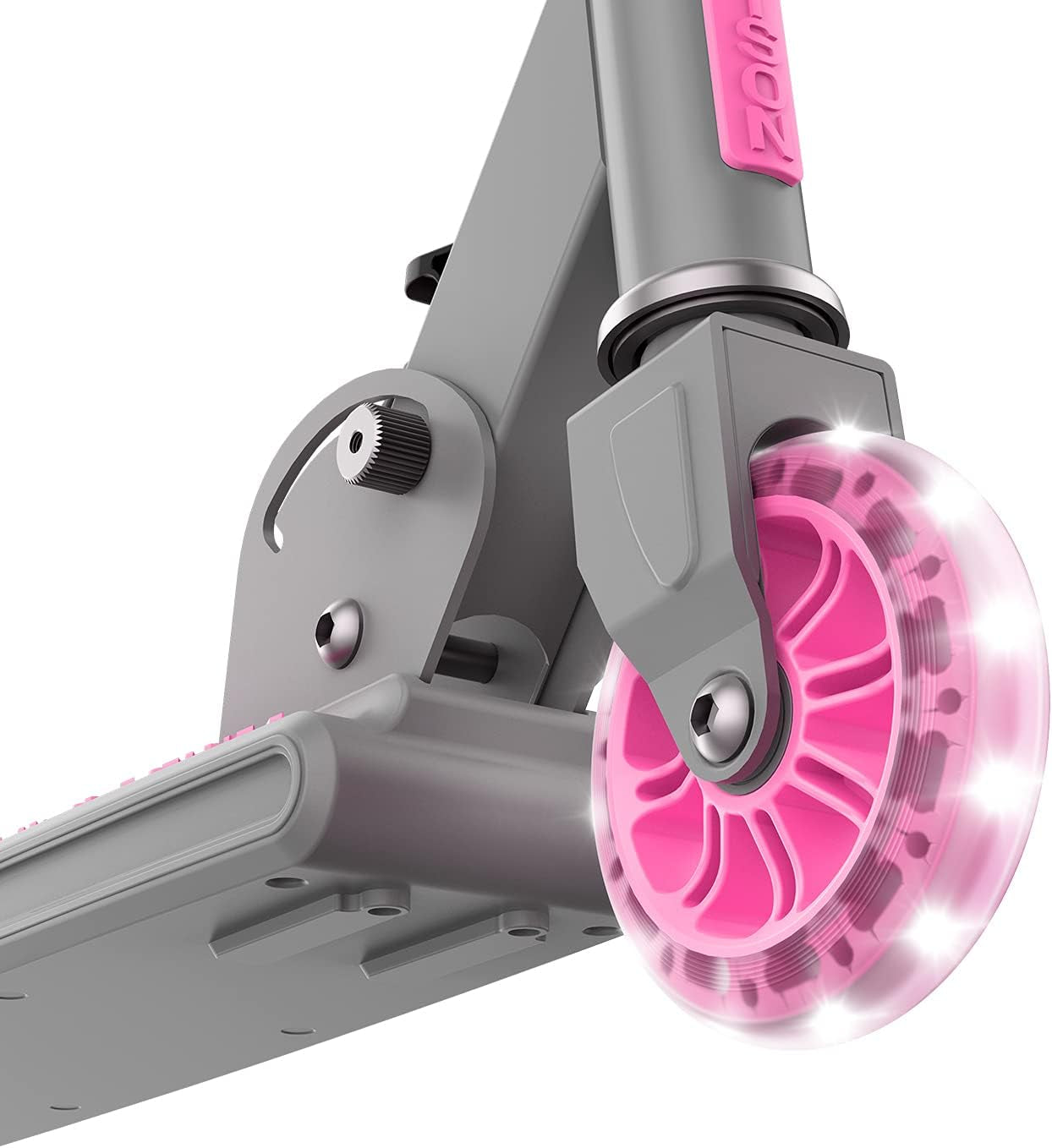 Leo Folding Kick Scooter - Vibrant Pink with Light-Up Wheels, Adjustable Handlebar & Easy Folding Design for Kids 5+