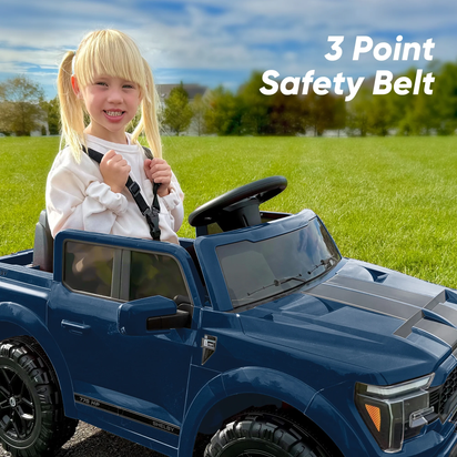 Exciting Ford-Shelby F-150 12V Electric Ride-On Truck for Kids - Blue with Remote Control and 2-Hour Drive Time