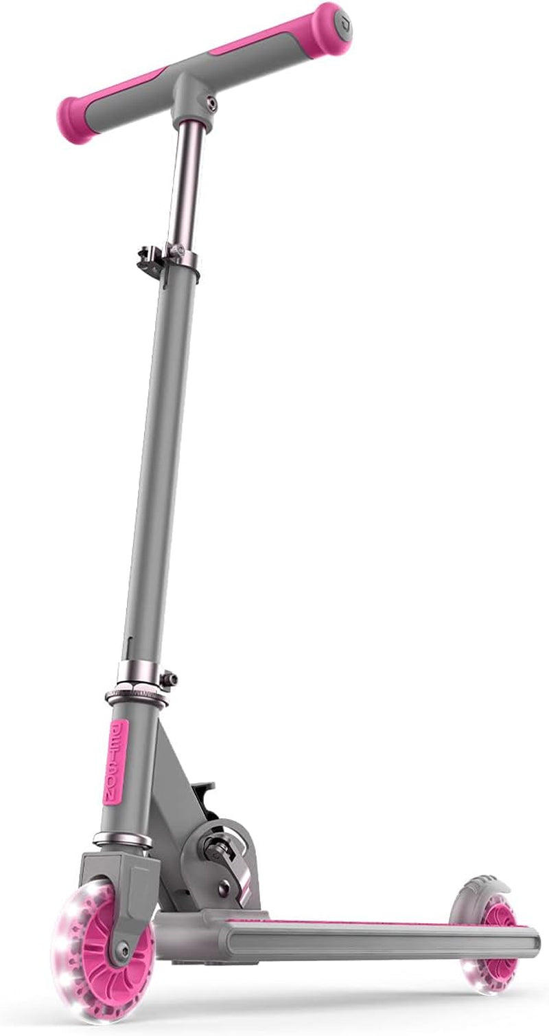 Leo Folding Kick Scooter - Vibrant Pink with Light-Up Wheels, Adjustable Handlebar & Easy Folding Design for Kids 5+