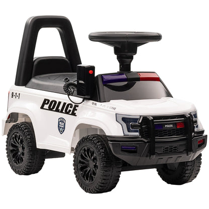 Kids Push Ride On Car with Working PA System and Horn, Police Truck Style Foot-to-Floor Sliding Car for Boys and Girls with Under-Seat Storage, for 18 Months to 5 Years Old, White - The Little Big Store