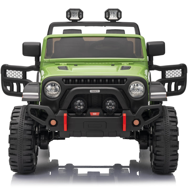 12V Ride on Toy, 2-Seater Kids Ride-On Truck Electric Car with Remote, Bluetooth - Green