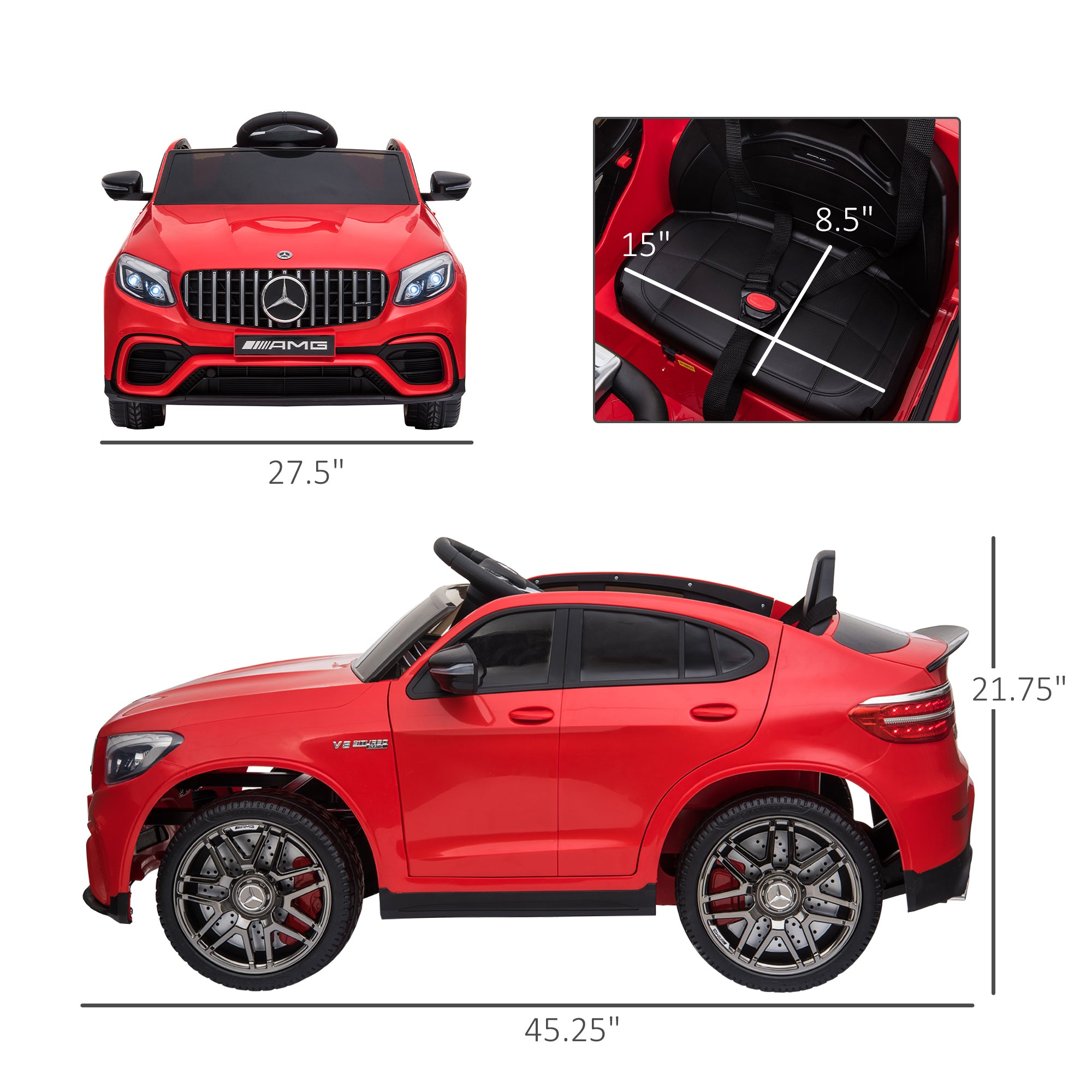 TheLittleBigStore 12V Mercedes AMG GLC63S Kids Ride-On Car – Red