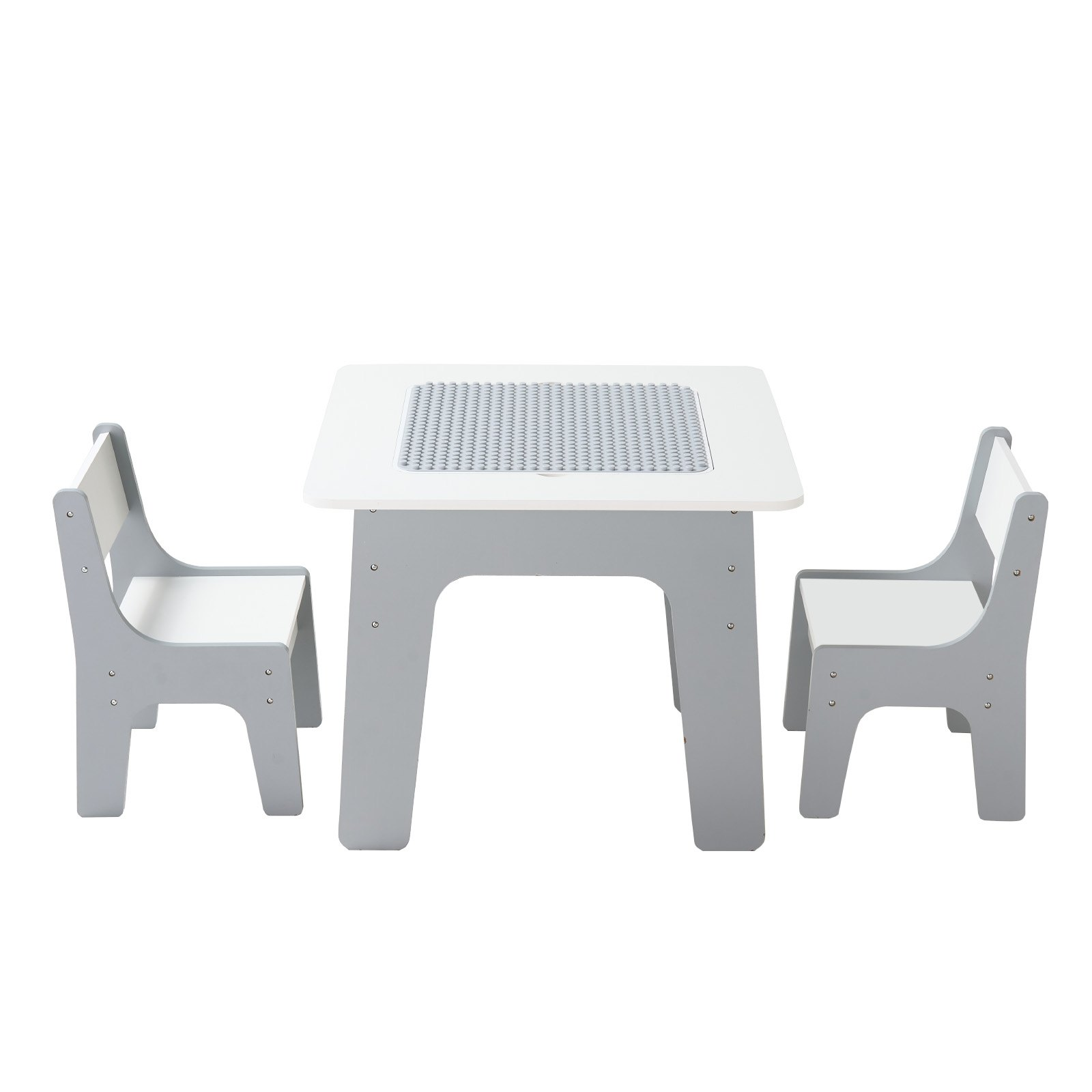PlayZone™ 4-in-1 Kids Activity Table & 2 Chairs Set – Double-Sided Graffiti & Building Block Table with Storage, Ages 3+