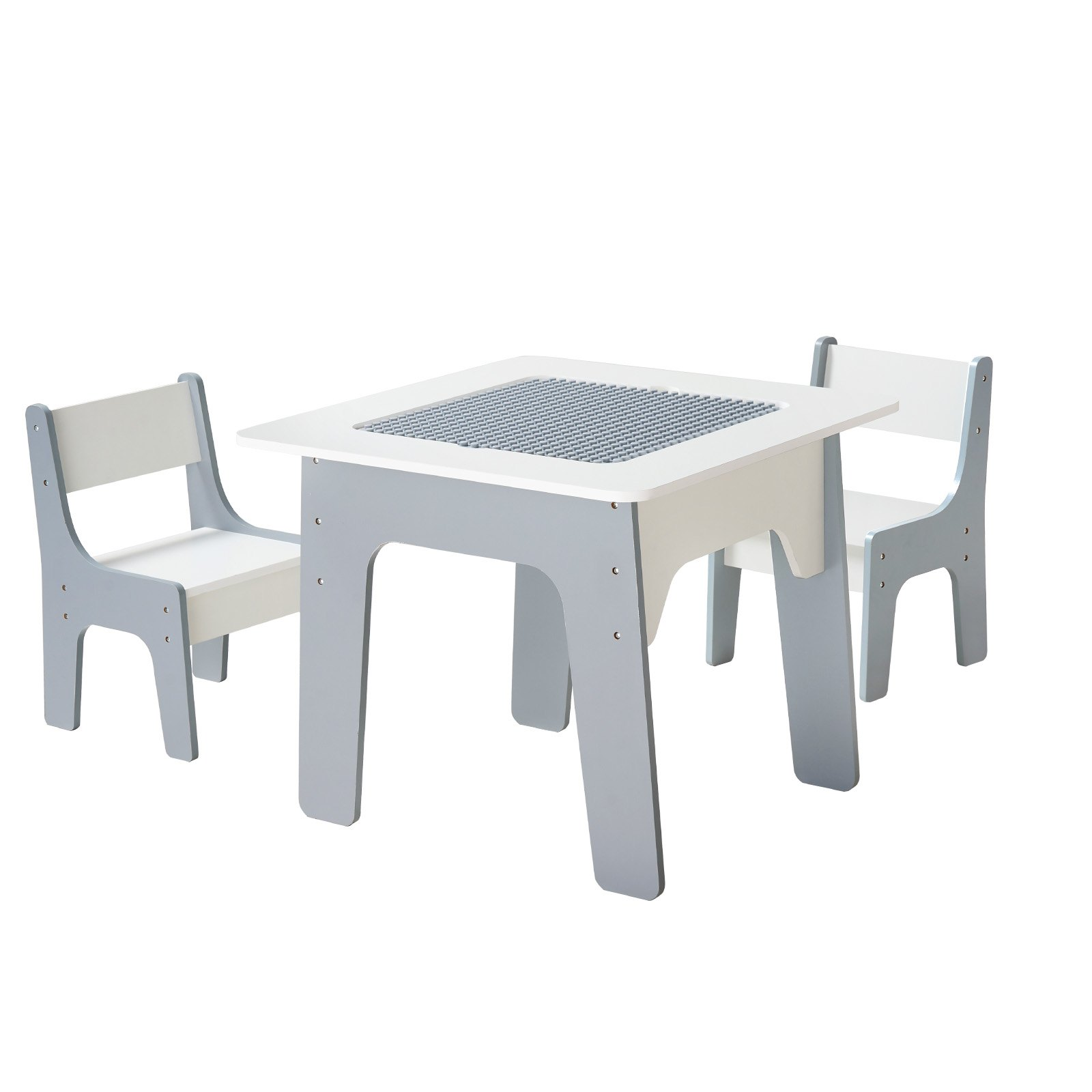 PlayZone™ 4-in-1 Kids Activity Table & 2 Chairs Set – Double-Sided Graffiti & Building Block Table with Storage, Ages 3+