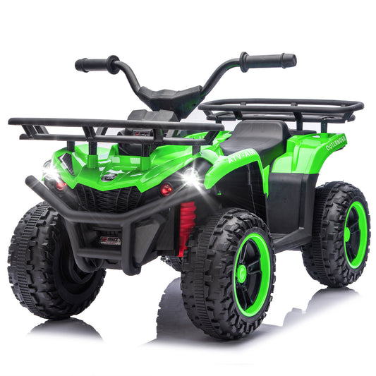 24V 80W*2 Electronic Kids Ride On ATV W/Off-Road Vehicle,Anti-Slip Tires,Crash Bars,Front and rear Storage Racks,Power display,LED Headlights&Bluetooth,High-power System for Kids,Recommend age:3-5