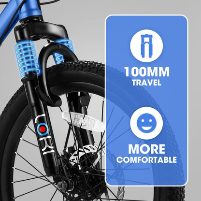 S20101 20 Inch Kids' Bike, Boys Girls Mountain Bike Ages 8-12, 7 Speed Teenager Children Kids' Bicycles, Front Suspension Disc Brake Rear V-Brake, High Steel Frame - The Little Big Store