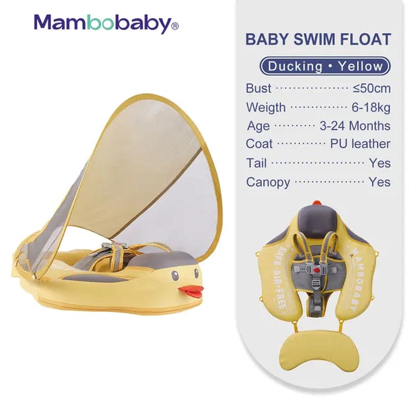 SplashVIP Baby Float: Ultimate Non-Inflatable Swim Trainer with Canopy