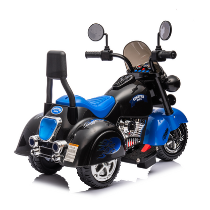 Kids Ride On Motorcycle Toy, 3-Wheel Chopper Motorbike with LED Colorful Headlights Horn, Blue 6V Battery Powered Riding on Electric Harley Motorcycle for Boys Girls - The Little Big Store