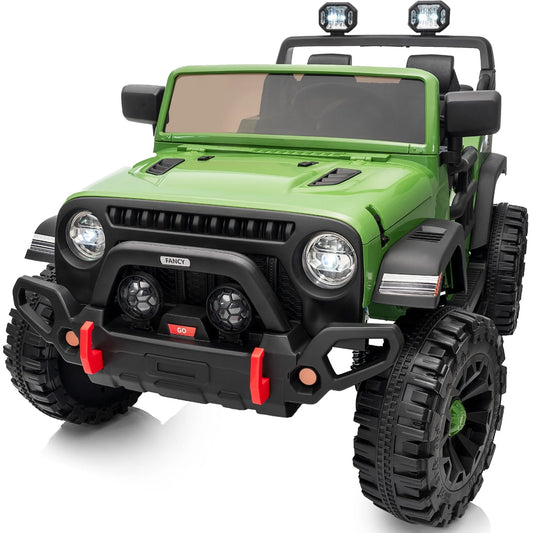 12V Ride on Toy, 2-Seater Kids Ride-On Truck Electric Car with Remote, Bluetooth - Green