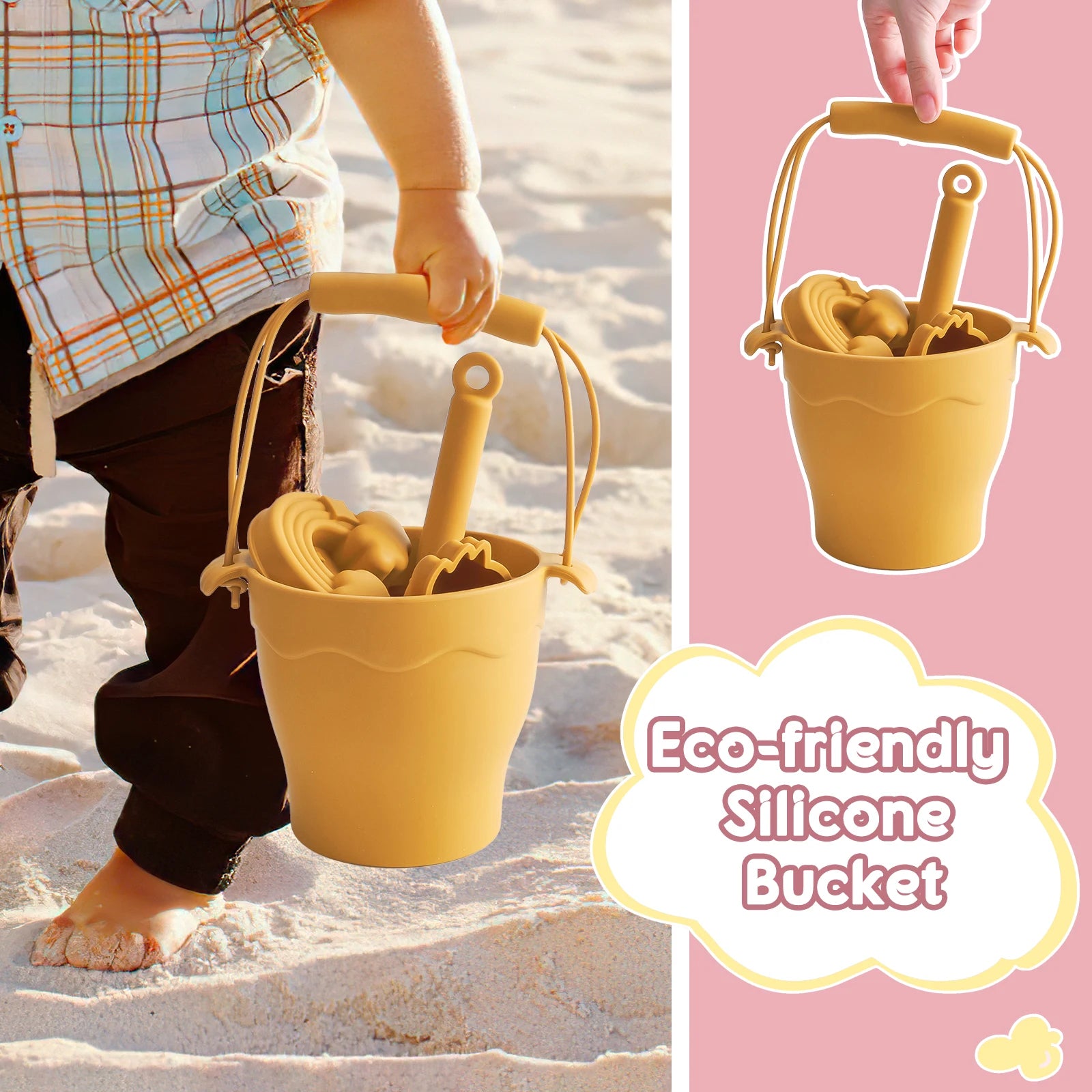 Sunny Sands Eco-Friendly Silicone Beach Toy Set: 8-Piece Fun in the Sun Kit