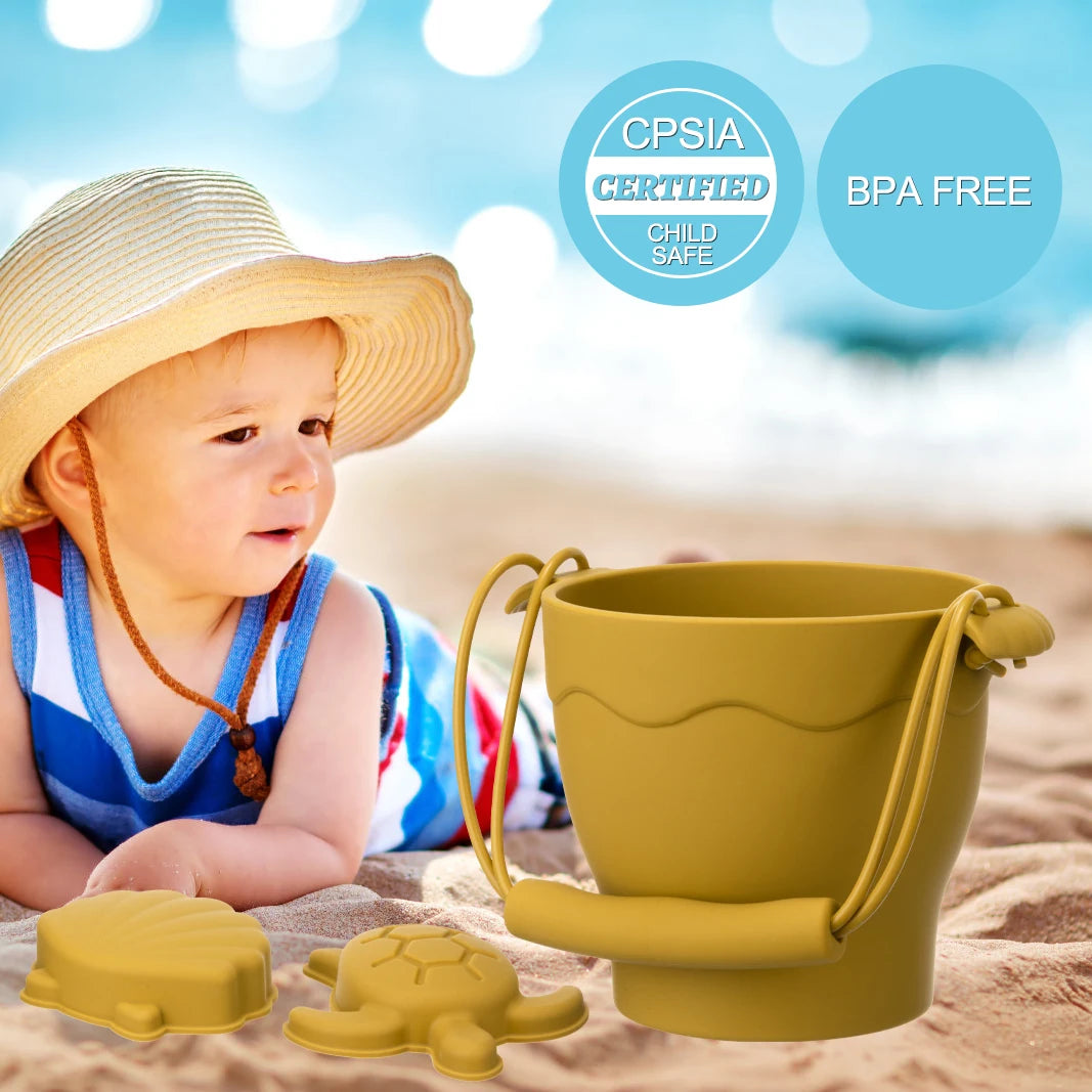 Sunny Sands Eco-Friendly Silicone Beach Toy Set: 8-Piece Fun in the Sun Kit