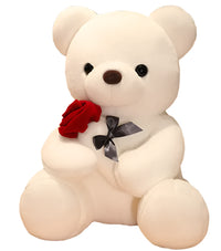Hugging Roses Teddy Bear Plush Pillow - The Little Big Store