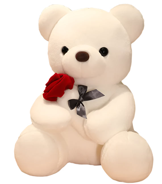 Hugging Roses Teddy Bear Plush Pillow