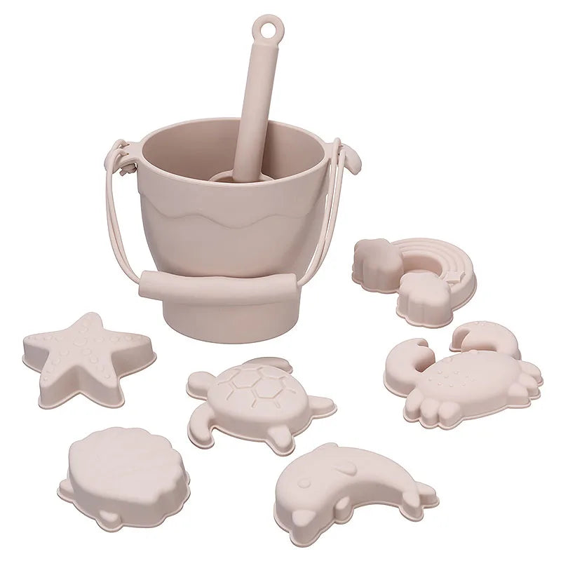 Sunny Sands Eco-Friendly Silicone Beach Toy Set: 8-Piece Fun in the Sun Kit