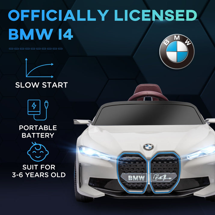 Children's toy car with BMW branding on a dark background