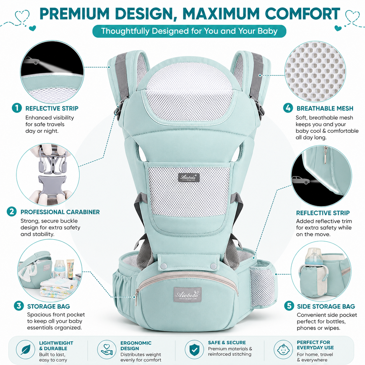 CarryJoy™ 4-in-1 Ergonomic Baby Carrier – Comfort, Style & Bonding