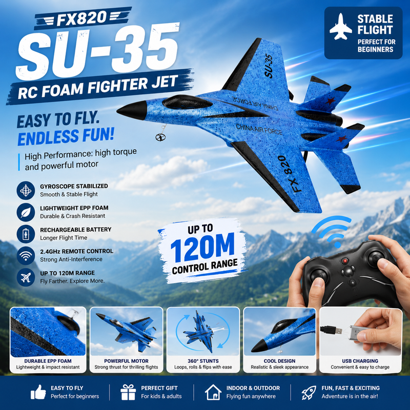 SkyRider™ RC Airplane – 2.4GHz Remote Control Plane for Kids & Beginners