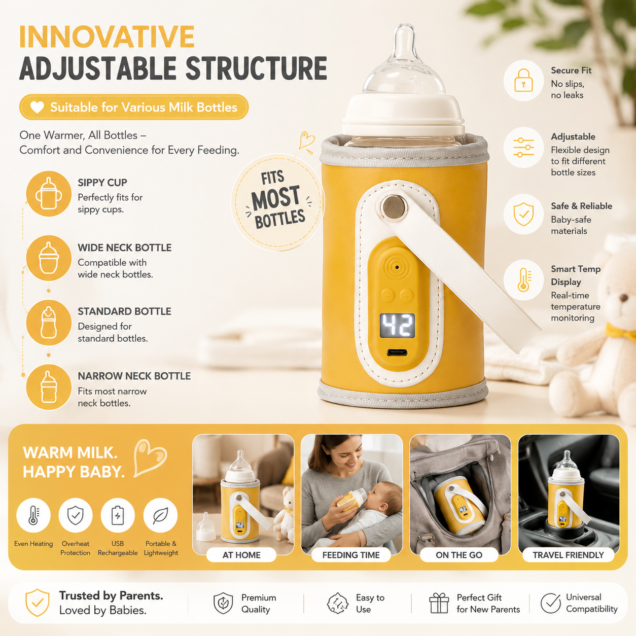 MilkMagic™ USB Bottle Warmer – Fast, Portable Baby Bottle Warmer with Digital Temp Control
