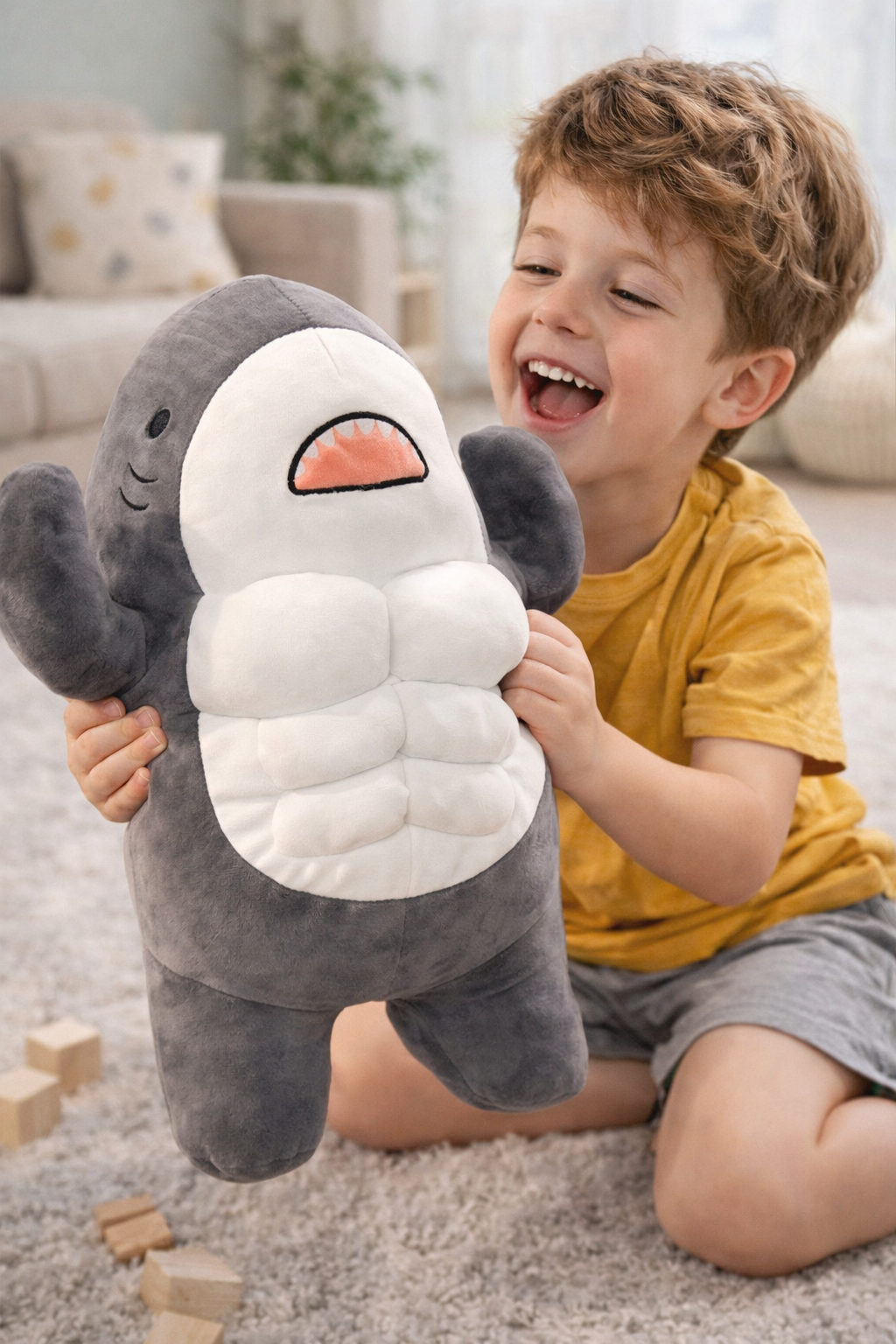 Whale of a Cuddle: Jumbo Muscle Shark Plushie
