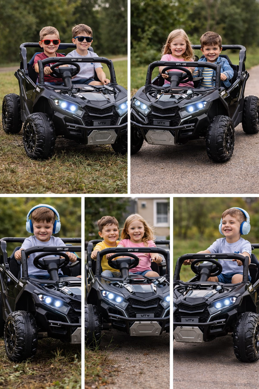 24V Kids UTV Two-Seater Ride-On with Remote Control, Bluetooth & LED Lights for Ages 3+ - Fun & Safe Four-Wheel Ride