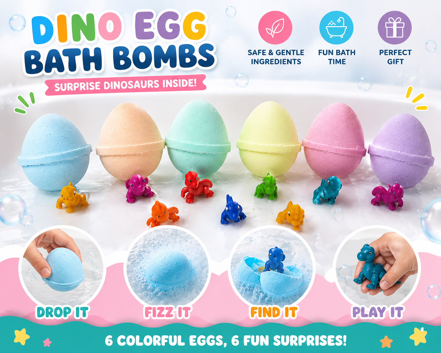 TheLittleBigStore SurpriseSplash™ 30-Pack Kids Bath Bomb Treasure Box
