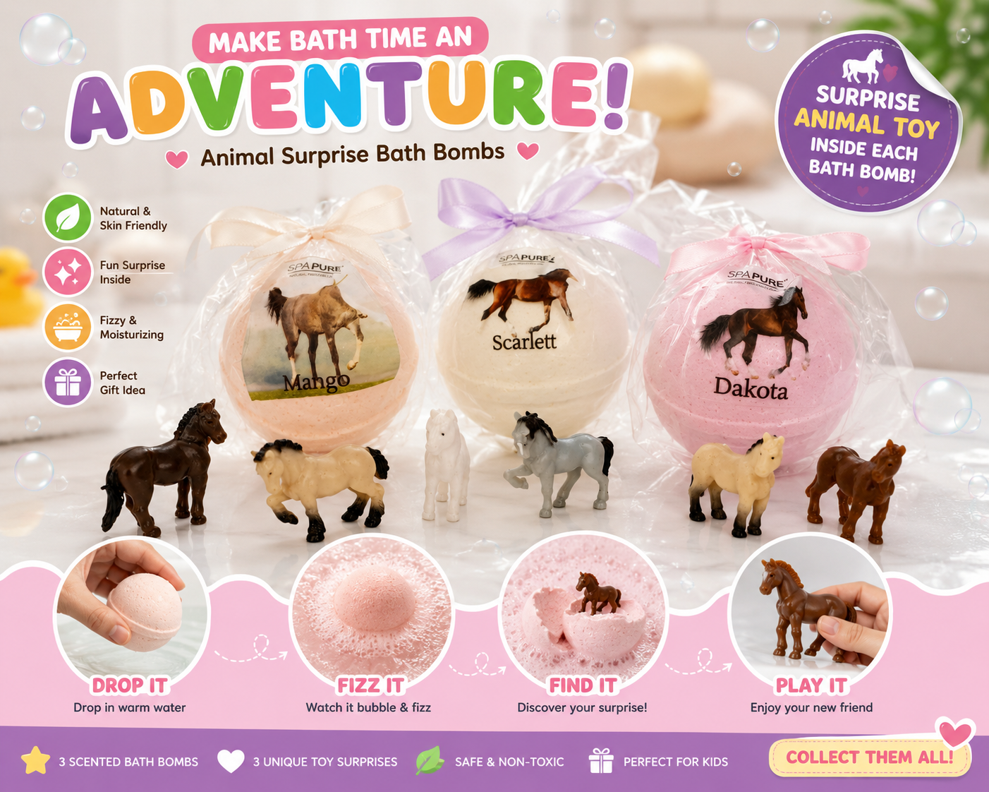 TheLittleBigStore SurpriseSplash™ 30-Pack Kids Bath Bomb Treasure Box