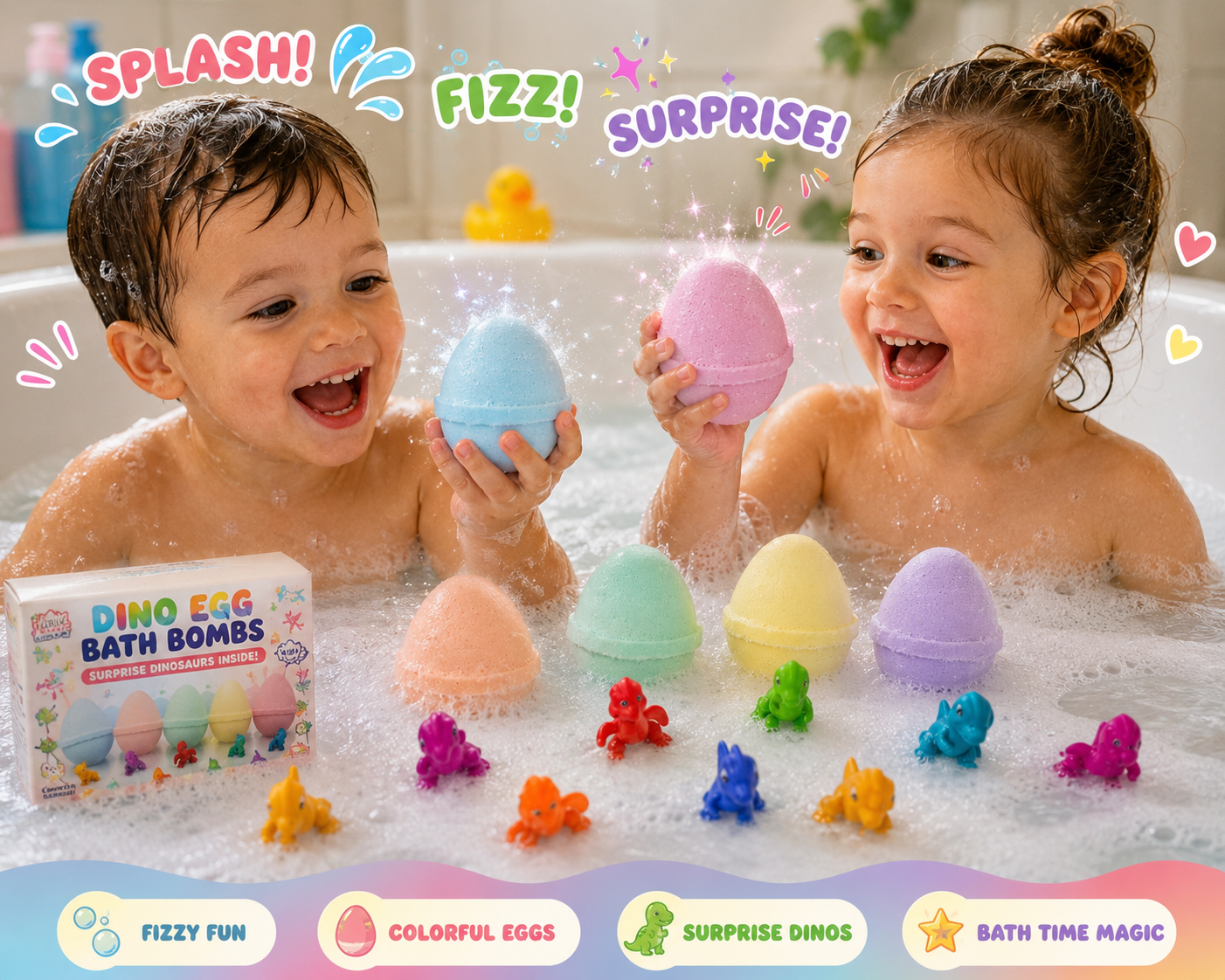 TheLittleBigStore SurpriseSplash™ 30-Pack Kids Bath Bomb Treasure Box