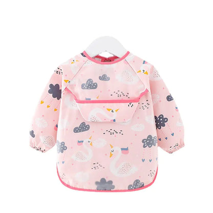 SplashGuard™ Waterproof Cotton Bib – Long Sleeve Feeding Apron for Kids