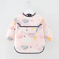 SplashGuard™ Waterproof Cotton Bib – Long Sleeve Feeding Apron for Kids